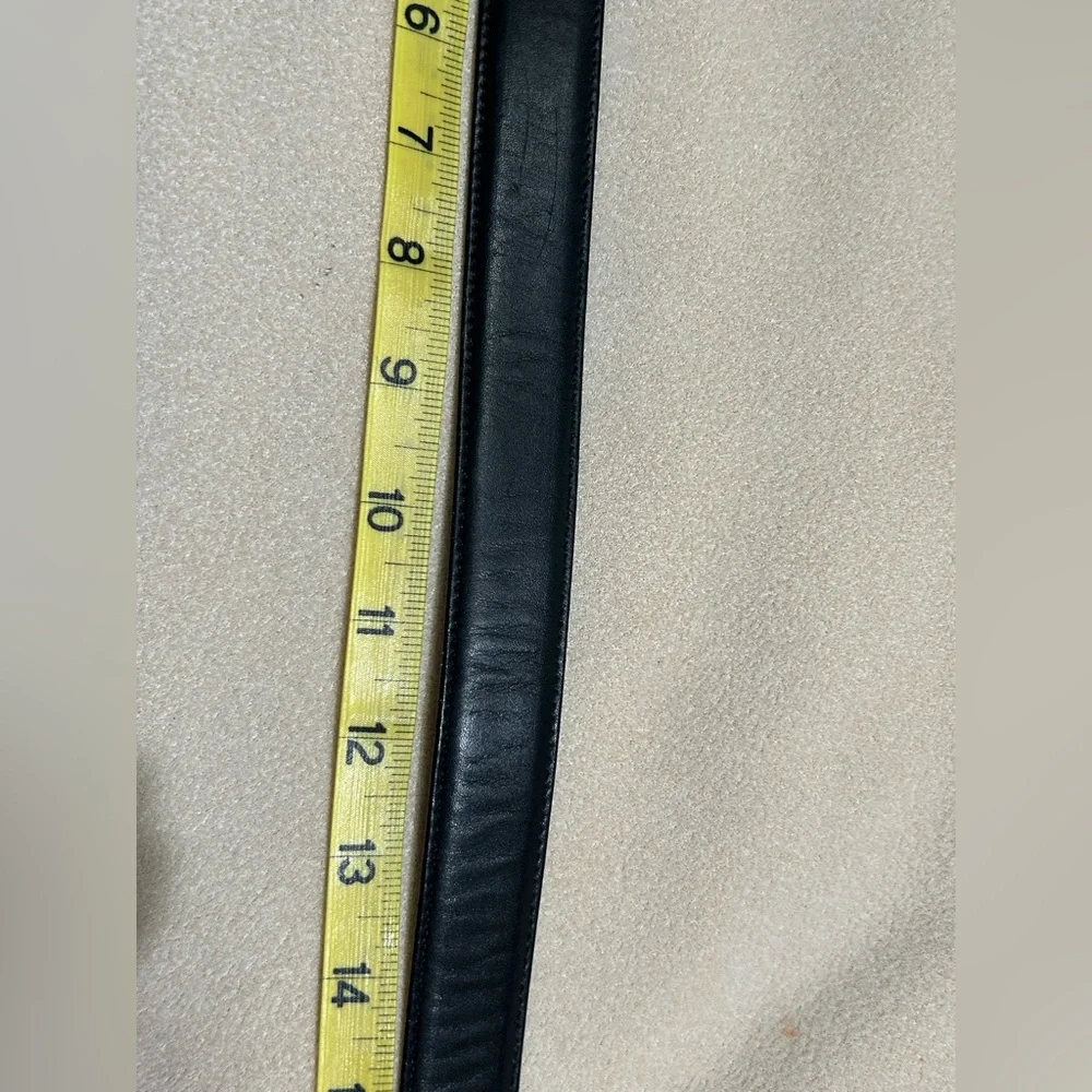 Men's Lands End Black Leather Belt with solid brass buckle 34-36” - Picture 6 of 8